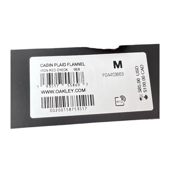 Oakley Logo Mens Red Black Cabin Plaid Flannel Collared Button Up Shirt Sz M New - Picture 7 of 11